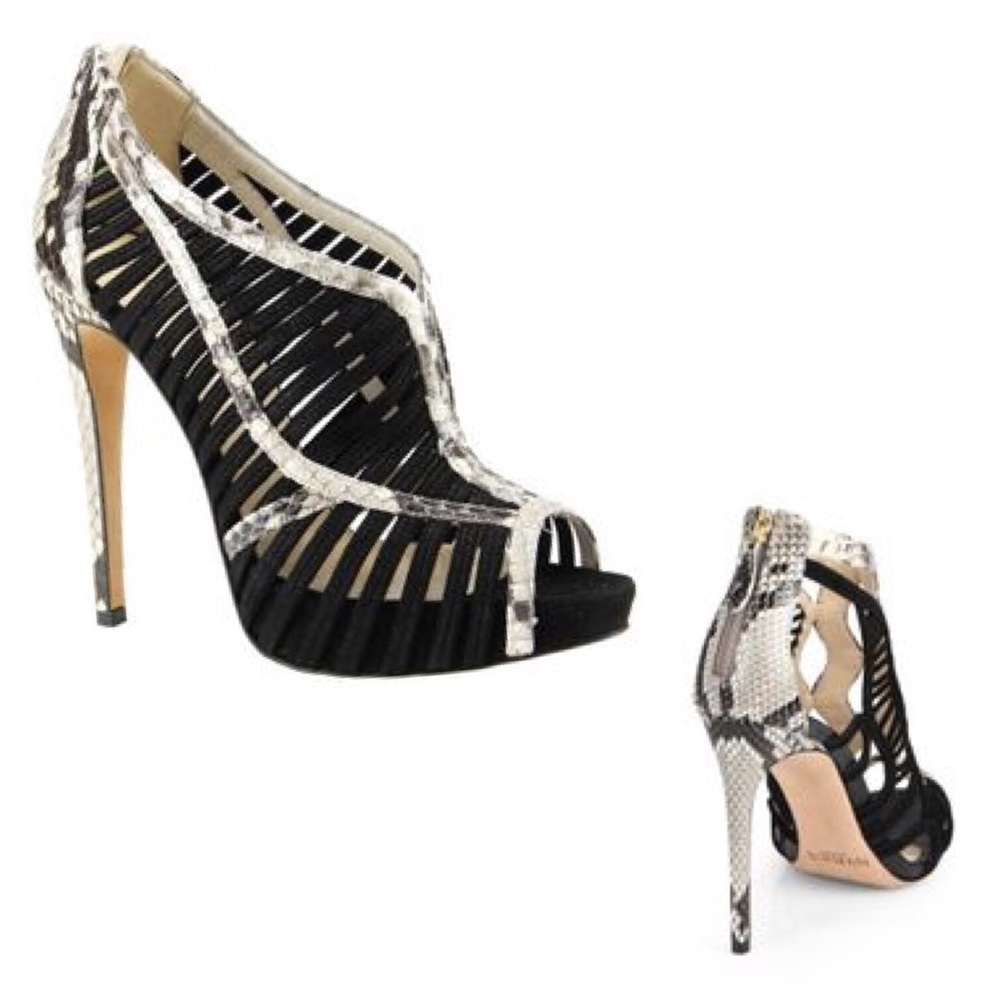 Alexandre Birman Bianca Suede + Python Cage Heel (EU 39 / US 9)